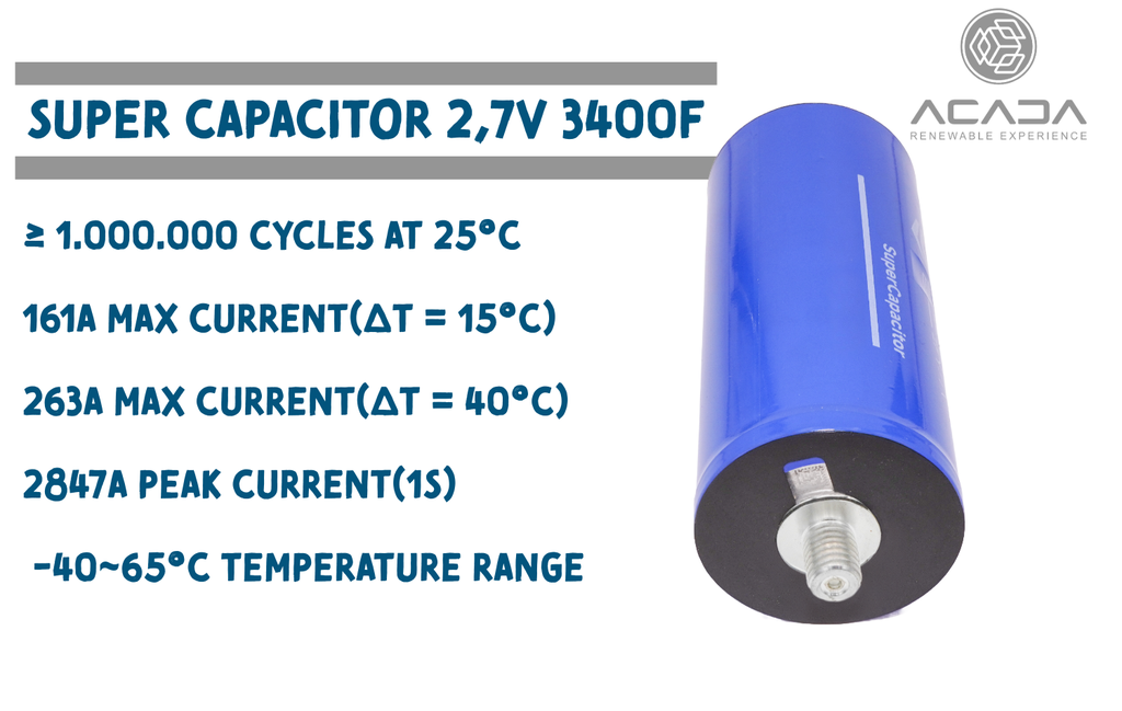Super Kondensator 2,7V 3400F 3,44Wh - M12