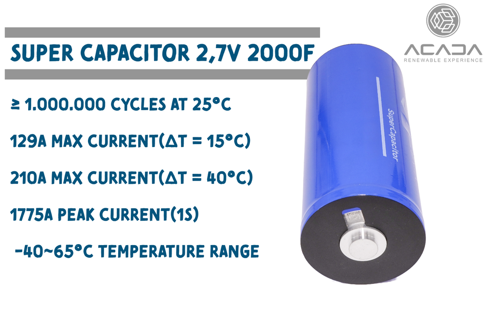 SuperCapacitor 2,7V 2000F 2.03Wh - Weldable