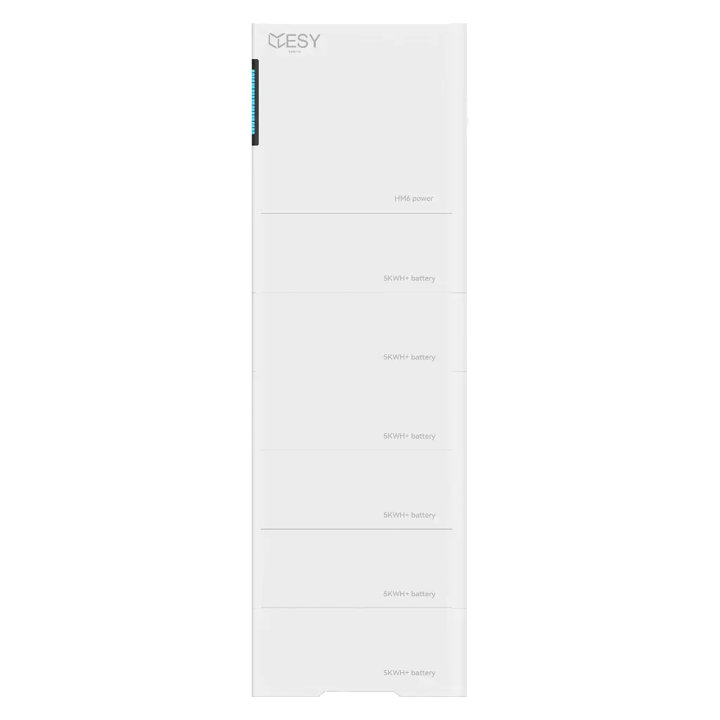 HM6-30 PV inverter med 6 kW udgangseffekt og 30 kWh batterilagring, 1 fase