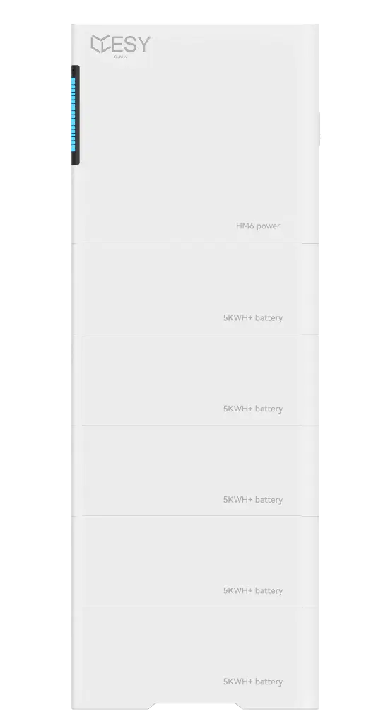 HM6-25 PV-omvormer met 6 kW uitgangsvermogen en 25 kWh batterijopslag, 1 fase