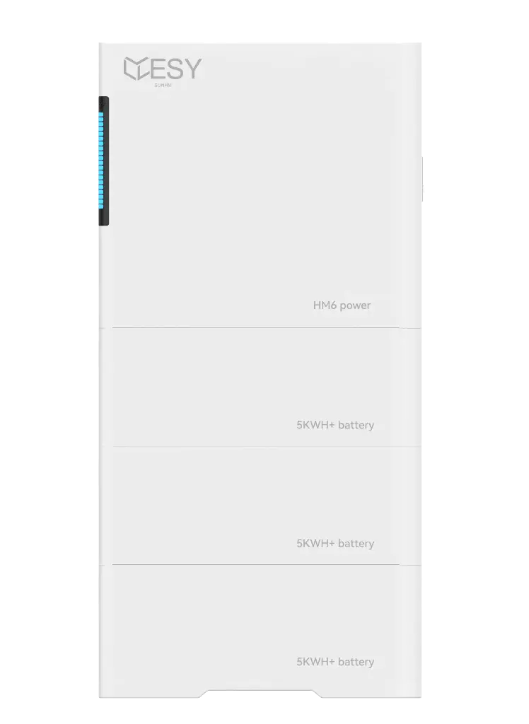 HM6-15 PV inverter with 6 kW output power and 15 kWh battery storage, 1 phase