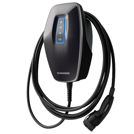 Mennekes Wallbox AMTRON 4You 310, 22 kW für E-Autos und Hybrid - 7,5 m Kabel, RFID-Karte, PV-Funktion - Cover Schwarz